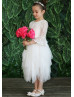 Bell Sleeves Ivory Uneven Skirt Flower Girl Dress